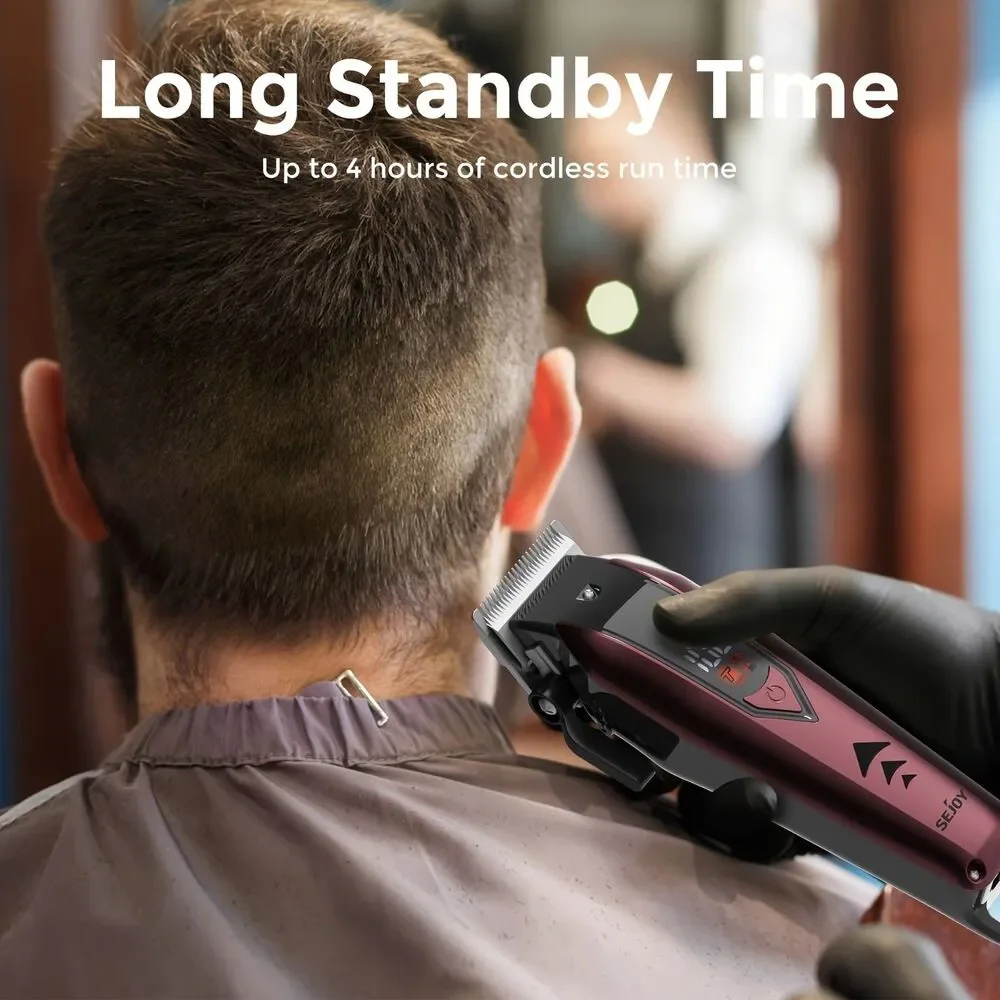 Sejoy Cordless Hair Clippers for Men LED Display Red New
